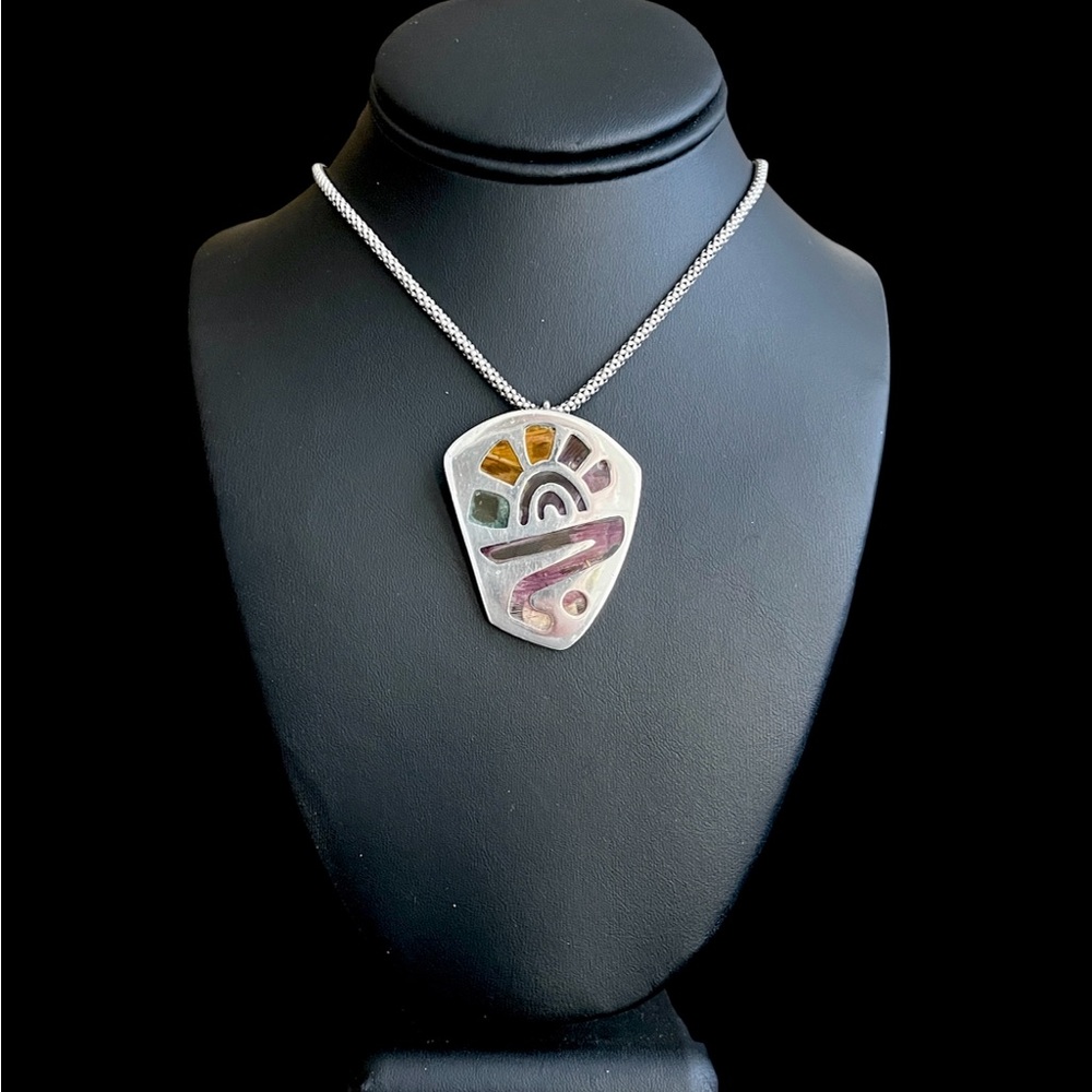 Vintage Rafael Dominguez Taxco sterling Pluma Azteca Signed pendant - Picture 3 of 10